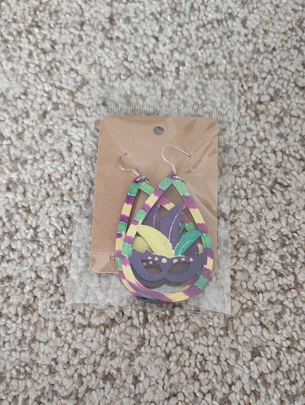 5 For $20 Mardi Gras Multicolor Dangle Earrings
